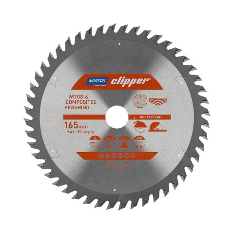 NORTON PIŁA TARCZOWA 165mm x 20mm x 48z DREWNO I KOMPOZYTY ATB (2,6 / 1,6) NORTON