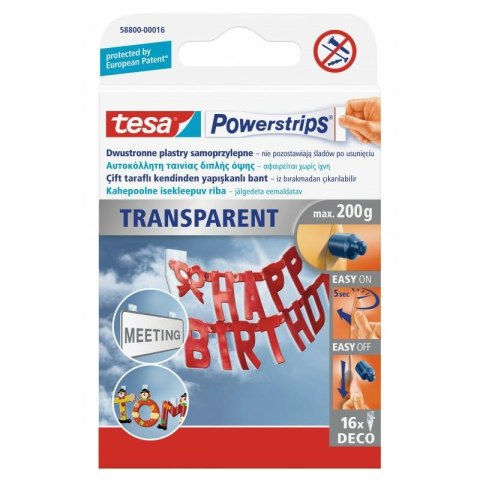TESA PLASTRY POWERSTRIPS DECO 16 szt. 200g PRZEZROCZYSTE TESA