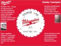 MILWAUKEE PIŁA TARCZOWA 140x20x18z ATB CSB P W - DREWNO - SZYBKIE CIĘCIE MILWAUKEE