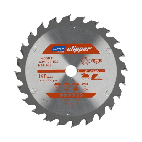 NORTON PIŁA TARCZOWA 160mm x 16mm x 24z DREWNO I KOMPOZYTY ATB (2,6 / 1,6) NORTON