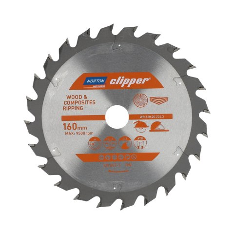 NORTON PIŁA TARCZOWA 160mm x 20mm x 24z DREWNO I KOMPOZYTY ATB (2,8 / 1,8) NORTON