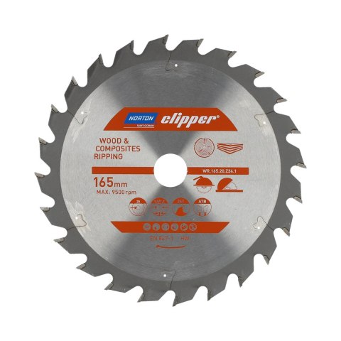 NORTON PIŁA TARCZOWA 165mm x 20mm x 24z DREWNO I KOMPOZYTY ATB (1,8 / 1,2) NORTON