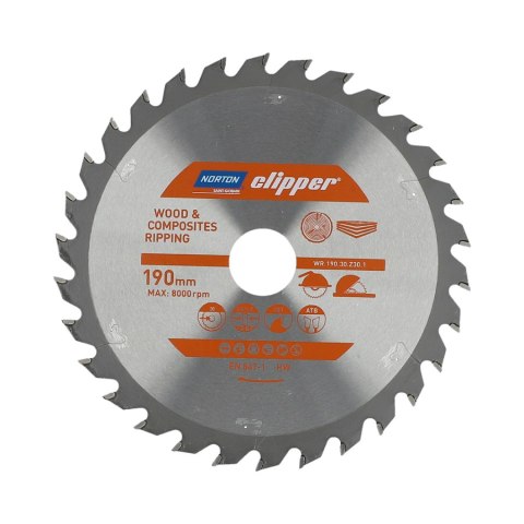 NORTON PIŁA TARCZOWA 190mm x 30mm x 30z DREWNO I KOMPOZYTY ATB (2,8 / 1,8) NORTON