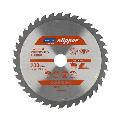 NORTON PIŁA TARCZOWA 230mm x 30mm x 36z DREWNO I KOMPOZYTY ATB (2,8 / 1,8) NORTON