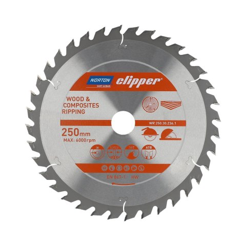 NORTON PIŁA TARCZOWA 250mm x 30mm x 36z DREWNO I KOMPOZYTY ATB (3,2 / 2,2) NORTON