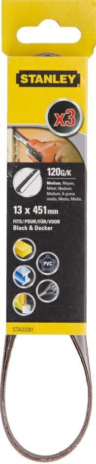 STA.PASY BEZKOŃCOWE 13mm x 451mm P120 /3szt. STANLEY