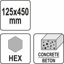 YATO DŁUTO ŁOPATKA HEX 125mm DO BETONU I ASFALTU YATO
