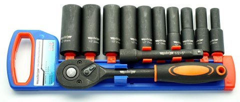 ADLER ZESTAW 1/2" GRZECHOTKA+NASADKI UDAROWE DŁUGIE 12szt. ADLER
