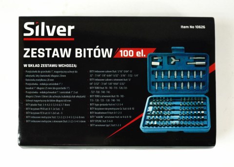 ZESTAW KOŃCÓWEK I BITÓW 100el. SILVER